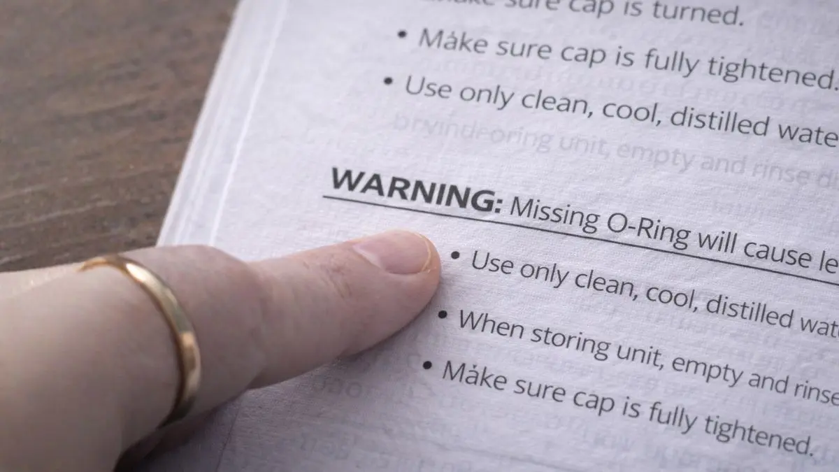 5 Proven Fixes: Why Is My Portable Humidifier Leaking From the Bottom? (2026) 2 Close up of a humidifier instruction manual showing the warning against water in the air outlet